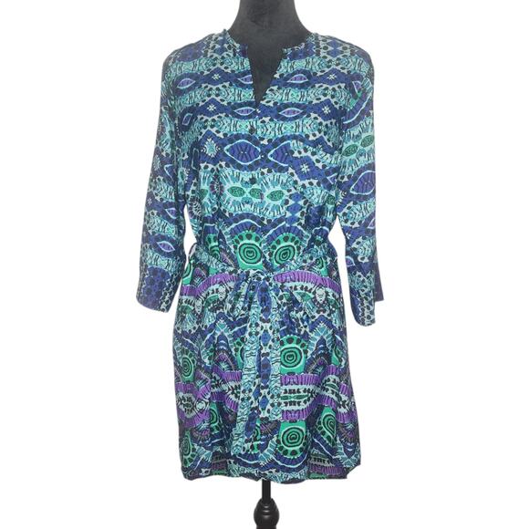 Maeve By Anthropologie Frequencies Ikat Shirt Dress Size Medium - Picture 1 of 5